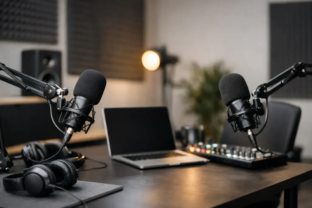 Estudio de grabación para podcast profesional